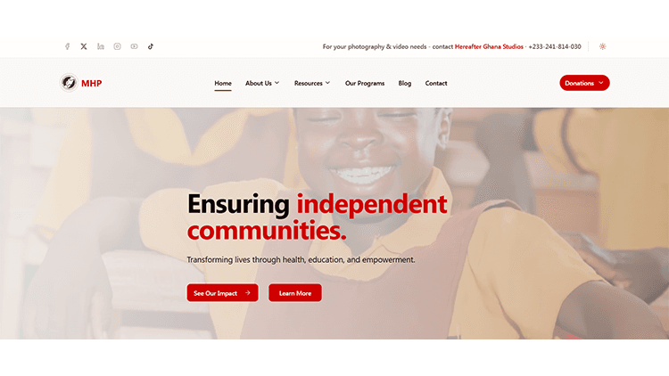 Hereafter Ghana: Nonprofit Website, Donations & Admin CMS
